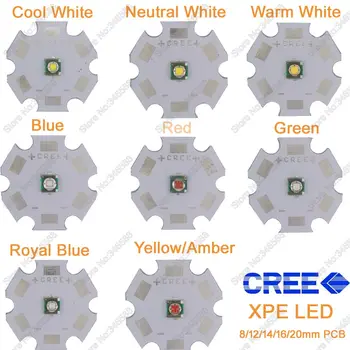 5x 3W Cree XPE XP-E High Power LED Žiarič Dióda,Neutrálna Biela studená Biela Teplá Biela Červená Zelená Modrá Kráľovská Modrá Žltá s PCB