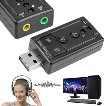 7.1 USB Zvukovú Kartu, 3,5 mm konektor pre Slúchadlá a Mikrofón Audio Adaptér Stereo Headset Podporuje 3D Zvuk pre Stolové Notebook