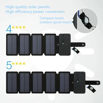 AISITIN Slnko Skladacie 10W Solárne Články Nabíjačky Nepremokavé 5V USB Výstup Zariadenia Prenosné Solárne Panely pre Smartphony