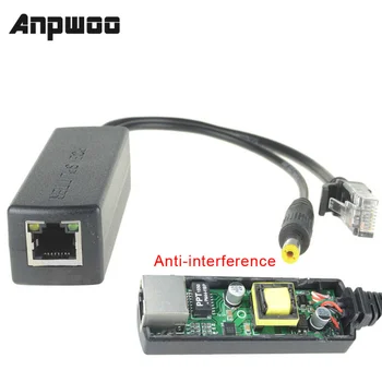 ANPWOO 48V na 12V PoE Splitter Anti-interferencie 15W POE Adaptér, kábel Napájací modul DC5.5*2.1 mm Konektor pre IP Kamery