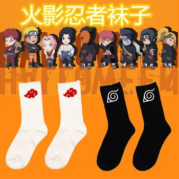 Anime Akatsuki Ninja Uchiha Konoha Cartoon Bavlna osplay Ponožky hip hop Ženy Muži roztomilý Červený Oblak ponožka streetwear módy