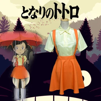 Anime Film Môj Sused Totoro Cosplay Kostým Sestra Satsuki Kusakabe Šaty Halloween Celý set Zákazku