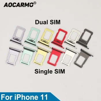 Aocarmo Pre iPhone 11 Single / Dual Kovové Plastové Nano Sim Kartu Slot Držiak na Náhradné Diely