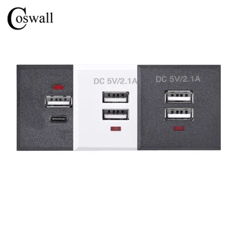 COSWALL Kvality Modul-vo Vloženom USB a Typ C / Dual USB Nabíjanie Zásuvky Modul Pre Stolové Zásuvky 2.1 Maximálne S LED Indikátor