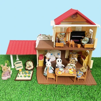 DIY domček pre bábiky s Nábytkom Auta Predstierať, že Hrať Dom Hračky domček pre bábiky Lesa Chata Villa Kolokačných Zvierat, Rodina, Hračky Pre Dievčatá Dary
