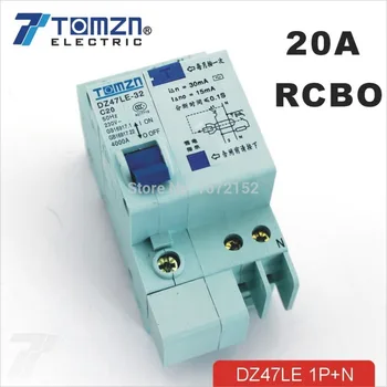 DZ47LE 1P+N 20A 230V~ 50HZ/60HZ Zvyškový prúd ističom s viac ako aktuálna a Úniku ochrana RCBO