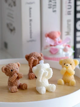 Domáce Dekorácie Roztomilý 3D Teddy Baby Bear Vonné Sviečky Silikónové Formy Sadrové Vláknité Aróma Ručné DIY Omietky Difúzor