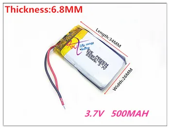 Doprava zadarmo 682634 3,7 V 500MAH PLIB polymer lithium ion / Li-ion batéria pre GPS, mp3 mp4 mp5 dvd