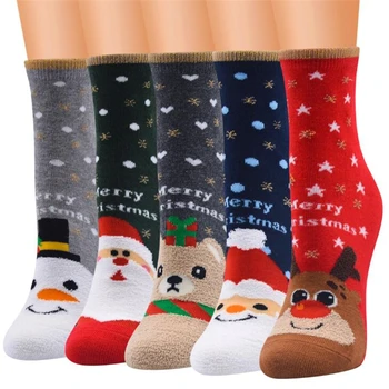 Dámske Ponožky Pani Zima Roztomilý Vlna 3D Dámy Ponožky Žena Tepelnej Teplé Vianoce Ponožky Hot Predaj Vianočný Darček Ponožka