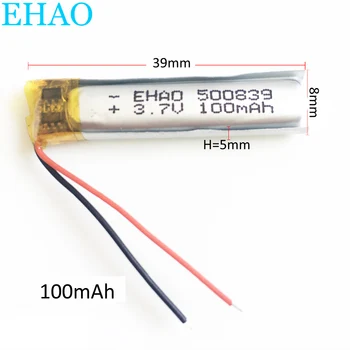 EHAO 500839 3,7 V 100mAh LiPo Nabíjateľná Lítium-Polymérová Batéria Pre Mp3 PAD DVD E-kniha bluetooth headset konektor pre slúchadlá