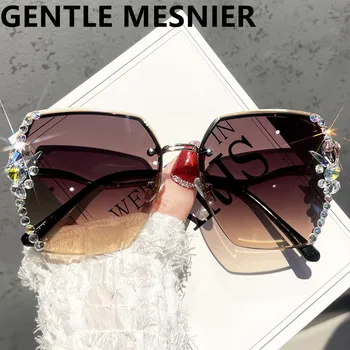 Femal módne AntiUV Diamond slnečné Okuliare Ženy UV400 bez obrúčok Retro Slnečné Okuliare Drahokamu Retro Slnečné okuliare, Luxusné Dizajnér Oculos