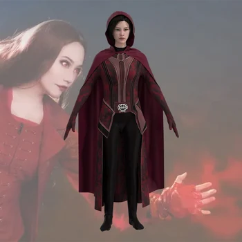 Film Scarlet Wanda Django Čarodejnice Maximoff Cosplay Kostým Hodiny Výkopu Bundy Halloween Oblečenie Comic Con Fáze Výkonu