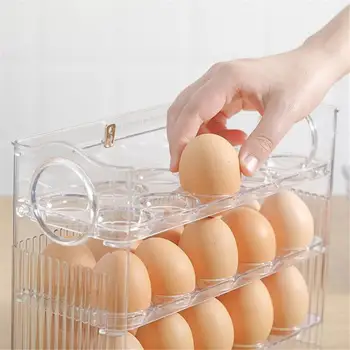 Flip 3-Vrstvový Vajcia Úložný Box Vajcia Držiak Potravín Kontajner Čerstvé-vedenie Prípade Dávkovač Držiteľ Zásobníku, Kuchyňa Chladnička Organizátor