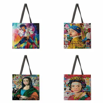 Graffiti kultúry vytlačené kabelky dámske bežné kabelky kabelky dámske tašky cez rameno, opakovane nákupné tašky
