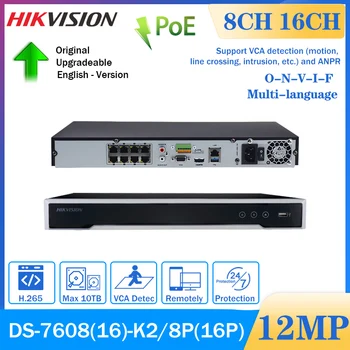 Hikvision 4K 8MP POE NVR 8CH DS-7608NI-K2/8P 16CH CCTV Záznamník DS-7616NI-K2/16P Podporu VCA ANPR Detekciu IP kamerový Systém