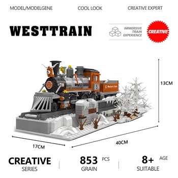 JIESTAR Creative Expert Retro Vlak Model Stavebné kamene, Tehly West Train Parnej Železnice MOC Zima Hračky Pre Deti, Deti Darček