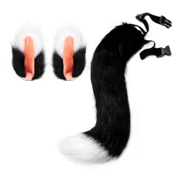 JUNBOON Umelú Kožušinu Fox Chvost a Klip Uší Držiak pre Halloween Party Kostým Príslušenstvo Vianočné Hračky Darček