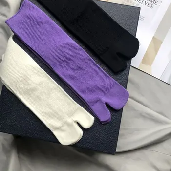 Japonský Harajuku Jednofarebné Bavlnené Split Prst Ponožky Pre Mužov, Ženy Ninja Dva Prsty Tabi Ponožky Kimono Flip Flops Pančuchový Tovar