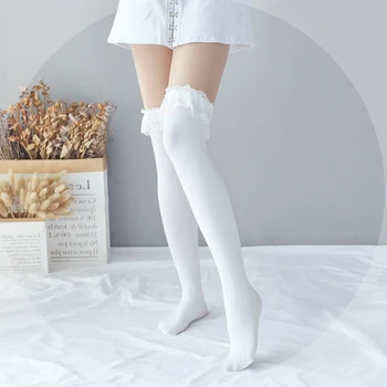 Japonský sladké Lolita lolita podkolienky dievča čipky pančuchy velvet vysoké ponožky Jar