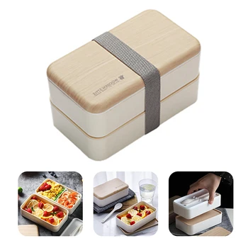 Japonský štýl Lunch Box Double-layer Oddelené Bento Box Prenosný Mikrovlnná Lunchbox Pre administratívny Pracovník, Deti, Jedlo Box