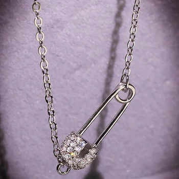 Jedinečný Luxusný Náhrdelník Drobné CZ Pripraviť Pin Náhrdelník Pre Ženy Móda Collier Femme Šperky