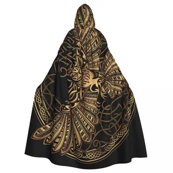 Keltské Raven Plášť S Kapucňou Polyester Unisex Čarodejnice Cape Kostým Príslušenstvo