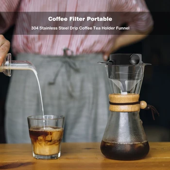 Kávový Filter Skladacia Odkvapkávaniu Kávy, Čaju Držiak Na Prenosné Z Nerezovej Ocele Easy Clean Opakovane Bezpapierové Nalejte Kávu Dripper