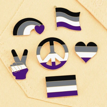LGBT Asexuality Smalt Kolíky Peace Sign Flag Rainbow Brošne Vysoko Kvalitné Oblečenie Klopě Pin Odznaky Taška Dekorácie, Šperky Darček