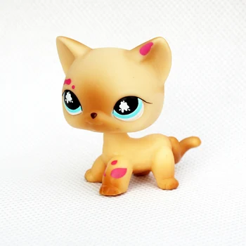 LPS MAČKA Vzácnych zvierat Littlest pet shop Bobble hlavu hračky stojí pôvodné krátke vlasy cat #816 staré reálne žltá kitty pre deti