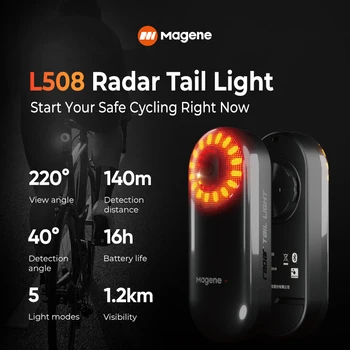 Magene Radar Bicykel zadné Svetlo L508 Bicykel Zadné Brzdové Snímanie Lampa Sedlo, Sedlovka ChargingEbike Vodotesný LED zadné svetlo na Bicykli