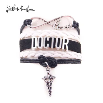 Malý MingLou Nekonečno lásky Lekár náramok lekárske Had Žezlo kúzlo mužov náramky & prívesky pre ženy šperky drop shipping