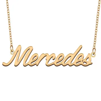 Mercedes Štítku Náhrdelník pre Ženy Nehrdzavejúcej Ocele, Šperky Pozlátené Názov Reťazca Prívesok Femme Matky Priateľku, Darček