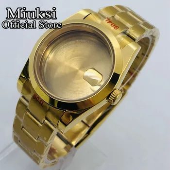 Miuksi 36 mm/40 mm zlaté hodinky prípade zafírové sklo fit NH35 NH36 ETA2824 2836 Miyota8215 Mingzhu DG2813 3804 PT5000 pohyb