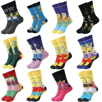 Móda Simpsonovci Mužov Ponožky cartoon trend osobnosti skateboard Ženy ponožky anime Uprostred trubice Bavlna pár Unisex Ponožky