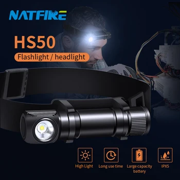 NATFIRE HS50 Svetlomet s LED výchovy k DEMOKRATICKÉMU občianstvu 18650 Dobíjacie USB C Vedúci svetlo 1000LM Svetlé Vonkajšie Rybárske Baterka s Magnetom Chvost Spp