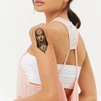 Nepremokavé Dočasné Tetovanie Nálepky Black Mníška Dymu Kríž Falošné Tetovanie Flash Tetovanie Rameno Strane Hrudníka, Krku, Tela Umenia pre Ženy Muži
