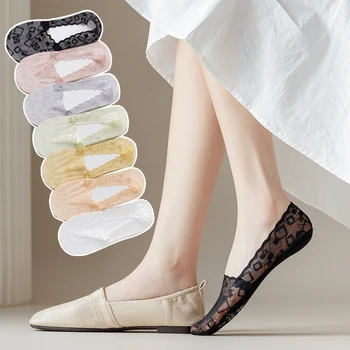 Neviditeľné Čipky ponožky dámske letné Anti-slip Krátka Bavlna roztomilý 5 párov módne Členok žena 2022 trendy, sexy transparentné ponožky