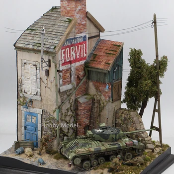 Nevyfarbené 1/35 Budovy Model Súpravy Ruiny Domu Ručné Miniatúrne Drevené Diorama Scény pre Micro Krajinnej Architektúry Modelu