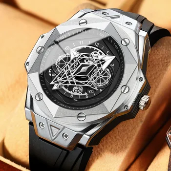 Nové Luxusné Značky Hodiniek pánske Módne Trend Jedinečné Veľké Dial Nepremokavé Silikónové Náramkové hodinky Quartz s Box