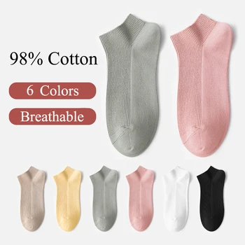 Nové Ponožky dámske 98% Bavlna Priedušné, Absorbujú Pot jednofarebné Ponožky Krátke Letné Tenké Pruhované Ponožky Dámy Deodorant