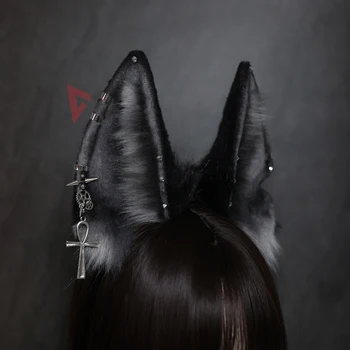 Nové Ručné Práce Originálne Zviera Anubis Vlk Mačka, Pes Uši Čierna Hnedá Hairband Hairhoop Pokrývku Hlavy Cosplay Kostým Príslušenstvo