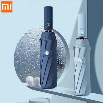 Nové xiao automatický dáždnik, slnečník pre mužov a ženy 10 dáždnik kosti čierne lepidlo opaľovací krém anti-ultrafialové slnečník