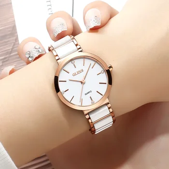 OLEVS Luxusné Značky Biele Keramické Hodinky Ženy Nepremokavé Scratchproof Japonsko Pohyb Quartz Nádherné náramkové hodinky Dámske Hodinky