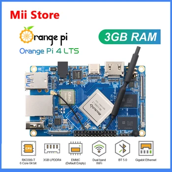 Orange Pi 4 LTS 3GB RAM Rockchip RK3399, Podpora Wifi+BT5.0,Gigabit Ethernet, Spustiť Android,Ubuntu,Debian OS