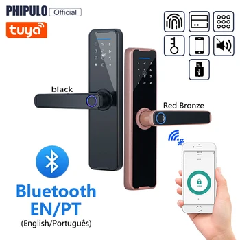 Phipulo F5 Tuya Bluethooth Biometrický snímač Odtlačkov Elektronický Zámok RFID Karty Diaľkové Odomykanie Smart Dverí Zamky