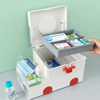 Plastová vrstva medicíny box úložný box veľkú kapacitu ambulancie úložný box skladací medicíny box úložný prvá pomoc kit