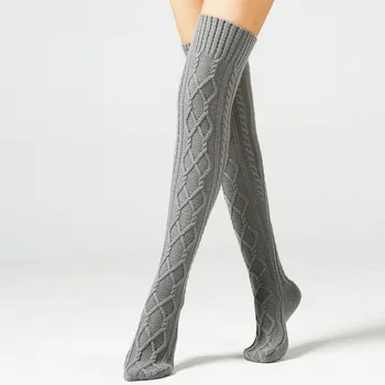 Pletené Over-the-podkolienky Ženy Pančuchy Zimné Outdoorové Udržať v Teple Leg Warmer Krytý Domov Ponožky Vlnené Koleno Podložky Poschodí Ponožky