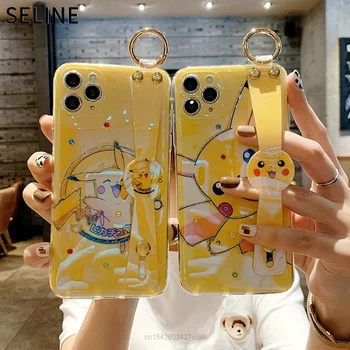 Pokémon Pikachu Cartoon S Zápästie Bunky IPhone puzdro Pre IPhone 12 Pro 11 Xs Max X XR SE 7 8 Plus Huawei P40 Pro Mate 40 30