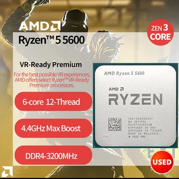 Používa AMD Ryzen 5 5600 R5 5600 3.5 GHz Six-Core Dvanásť-Niť CPU Procesor 7NM 65W L3=32M 100-000000927 Zásuvky AM4 ŽIADNY FANÚŠIK