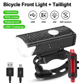 Požičovňa bicyklov Svetlo USB LED Nabíjateľná Nastaviť BICYKEL Cestný Bicykel Predné Zadné predné svetlo Lampy Baterky Cyklistické Svetlo Cyklistické Príslušenstvo